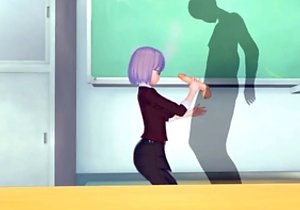 Purple-haired hentai mature gets fucked in POV