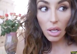 Brown-eyed seductress riding dick like a slut